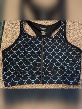 Torrid Black Sports Bra with Iridescent Mermaid Print